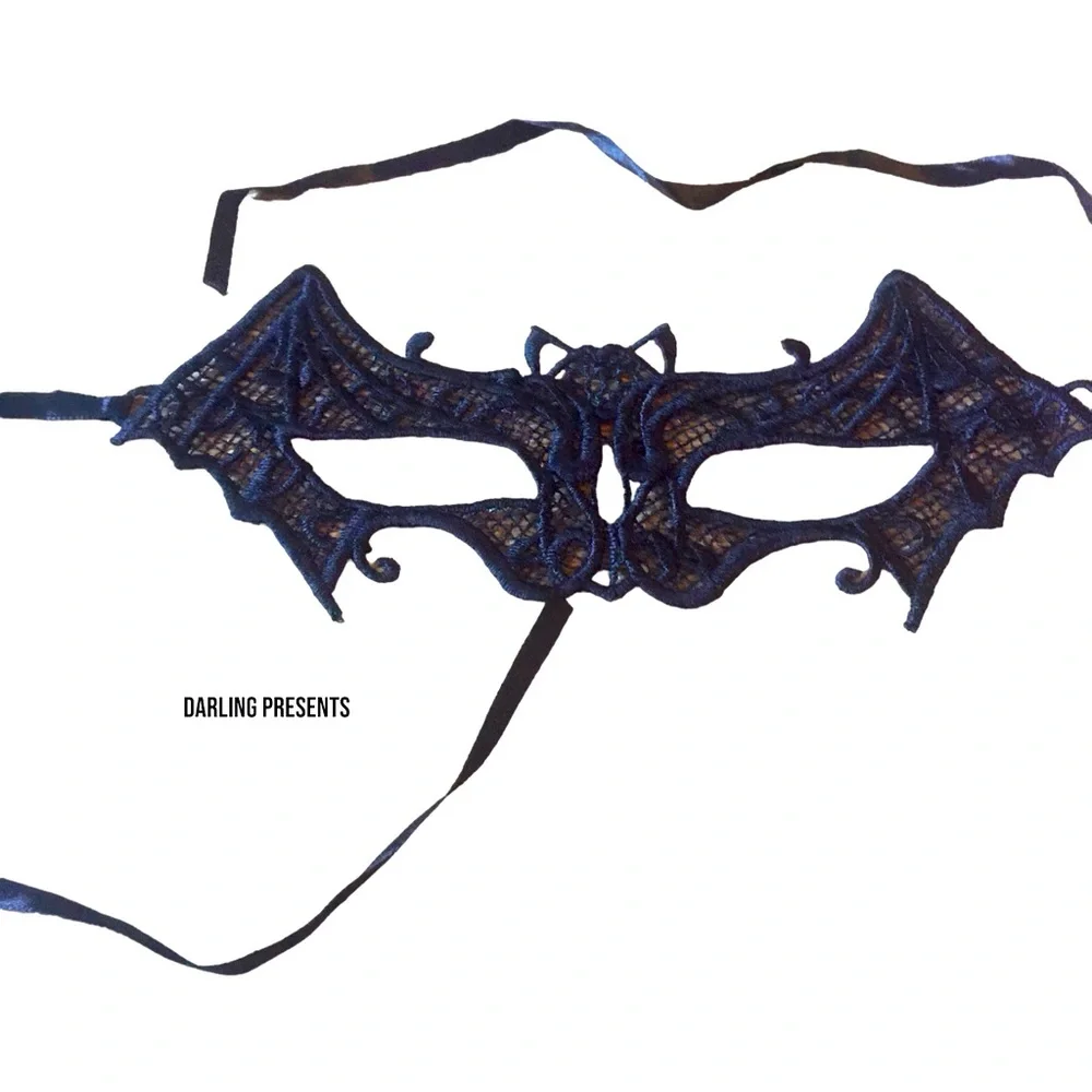 Bat Lace Face Mask Unisex Color Black Size OS